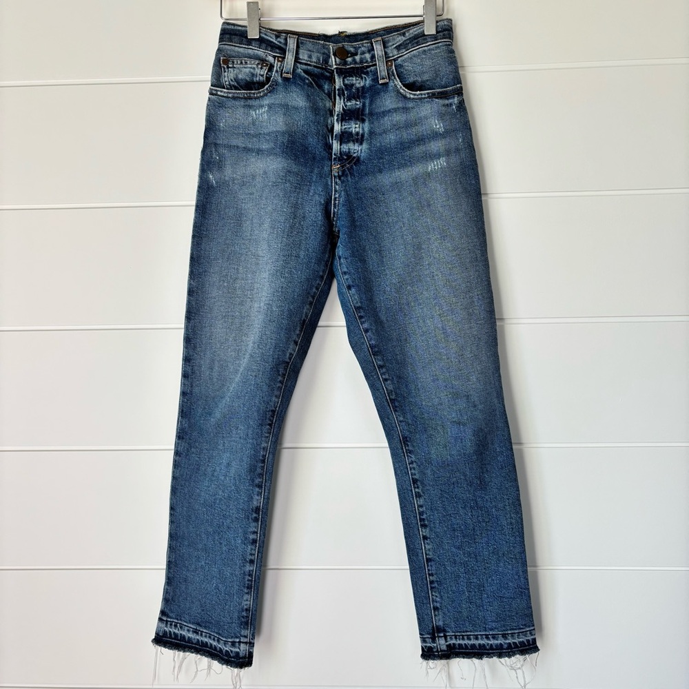 AO.LA Alice + Olivia Amazing High Rise Girlfriend Slim Blue Denim Jeans sz 26